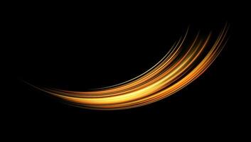 Glowing orange lines. Neon realistic energy speed. Abstract light effect on a black background illustration. vector