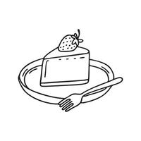 A slice of pudding on a plate with a fork beside it vector