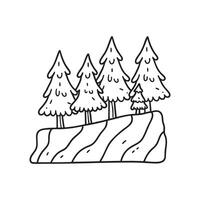 pine tree growing on the edge of a cliff vector