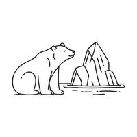 Polar bear looking at a distant iceberg vector