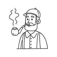 pipe held by an old craftsman with smoke curling from its bowl vector