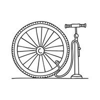 A bicycle tire being inflated with an air pump vector