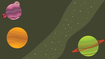 illustration of a planetary cluster separated by an asteroid belt vector