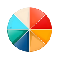 Colorful pie chart icon with three segments business presentation graphic design digital environment top view data visualization png