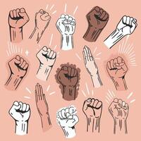 Four Diverse Hands Joined Together in a Symbol of Unity and Teamwork vector