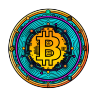 Networked Bitcoin Coin Icon With Transparent Background png