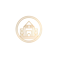 Minimal Golden Circular House Logo On Transparent Background png