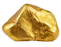 natural raw gold nugget with rough shiny surface, metallic golden rock mineral for mining investment wealth geology and precious resource concept on isolated background png
