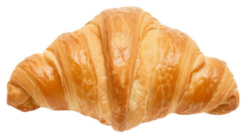 golden crispy french croissant with flaky buttery texture, traditional crescent-shaped viennoiserie pastry, full object on isolated background png