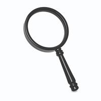A Detailed 3D Render of a Classic Black Magnifying Glass with a Thick Handle Ideal for Investigation and Exploration vector