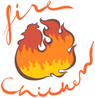 The Illustration Chicken shape combined with flame shape isolated on a transparent background png