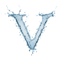 Water Splash Letter V on Transparent Background png