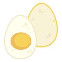 A delicious halved hardboiled egg with a visible yolk and a creamy white vector