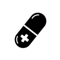Simple Line Art Icon of a Capsule Pill with a Cross png