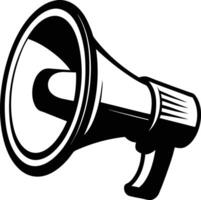 Vintage Style Black and White Megaphone Illustration Announcement Loudspeaker Public Address System vector