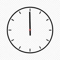 Simple Analog Clock Showing Twelve Oclock Time Management Punctuality Schedule Appointment vector