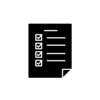 Checklist Icon Completed Tasks, White Outline on Transparent Background png