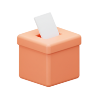 3D Render of a Peach Colored Ballot Box with a White Ballot png
