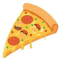A slice of pizza with cheese, pepperoni and mushrooms vector
