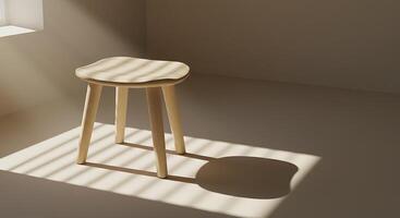 A stool in a room with sunlight coming through the window photo