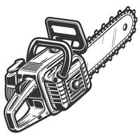 Vintage Chainsaw Illustration Powerful Logging Equipment Woodcutting Tool Graphic Design vector