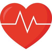 Heart Health Monitoring Red Heart with Heartbeat Graphic Design Element vector