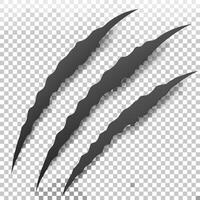 Three Dark Claw Marks Scratches Ripped Texture Halloween Horror Design Element vector