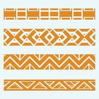 Collection of Four Geometric Seamless Orange Borders with White Background vector