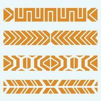Collection of four abstract orange geometric seamless patterns borders vector