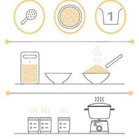 The ingredients for a rice cooker are shown vector