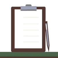 Clipboard with pen and paper vector