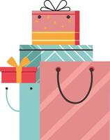 A Stack of Presents in a Shopping Bag a Delightful Gift Giving Scene vector