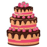 A chocolate cake with strawberries on top vector