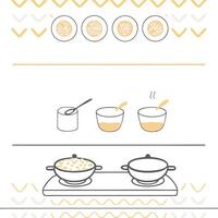 The recipe for a dish with a bowl and a spoon vector