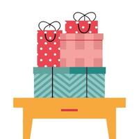 A stack of presents on a table vector