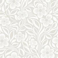 Elegant Seamless Floral Pattern Design with Delicate White Flowers and Leaves on Light Gray Background Ideal for Wallpaper Fabric or Textile Print vector