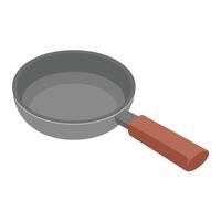 A frying pan with a wooden handle on a white background vector