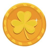 A Golden Coin Featuring a Shamrock for St Patricks Day Luck vector