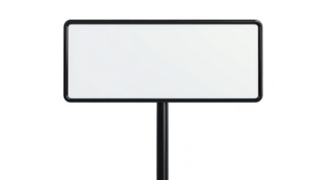 simples retangular estrada placa com transparência fundo e Preto fronteira, montado em Preto pólo, isolado em transparência fundo png