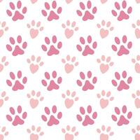 Pink and white paw prints pattern vector