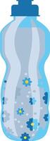 Plastic Water Bottle with Blue Flowers Design for Hydration and Refreshment vector