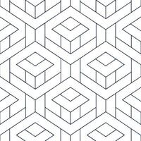 Abstract Geometric Seamless Pattern with Interlocking Cubes and Lines in a Repeating Design vector