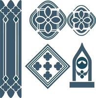 Collection of Gothic Architectural Design Elements for Medieval Style Decoration vector