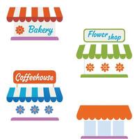 Four different types of shops with awnings vector