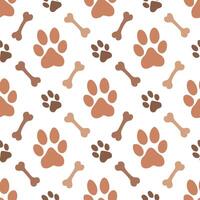 Dog paw prints and bones seamless pattern vector