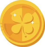 A Lucky Golden Coin with a Four Leaf Clover for St Patricks Day vector