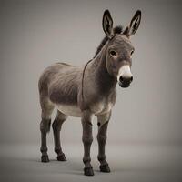A donkey standing on a gray background photo