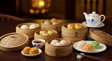 Delectable Dim Sum A Warm and inviting culinary scene photo