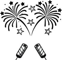 Stunning Fireworks Display Celebration with Sparkling Stars and Firecrackers vector