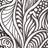 Intricate Black and White Abstract Floral Pattern Design with Swirls and Curves vector